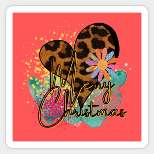 Merry Christmas Leopard heart Sticker